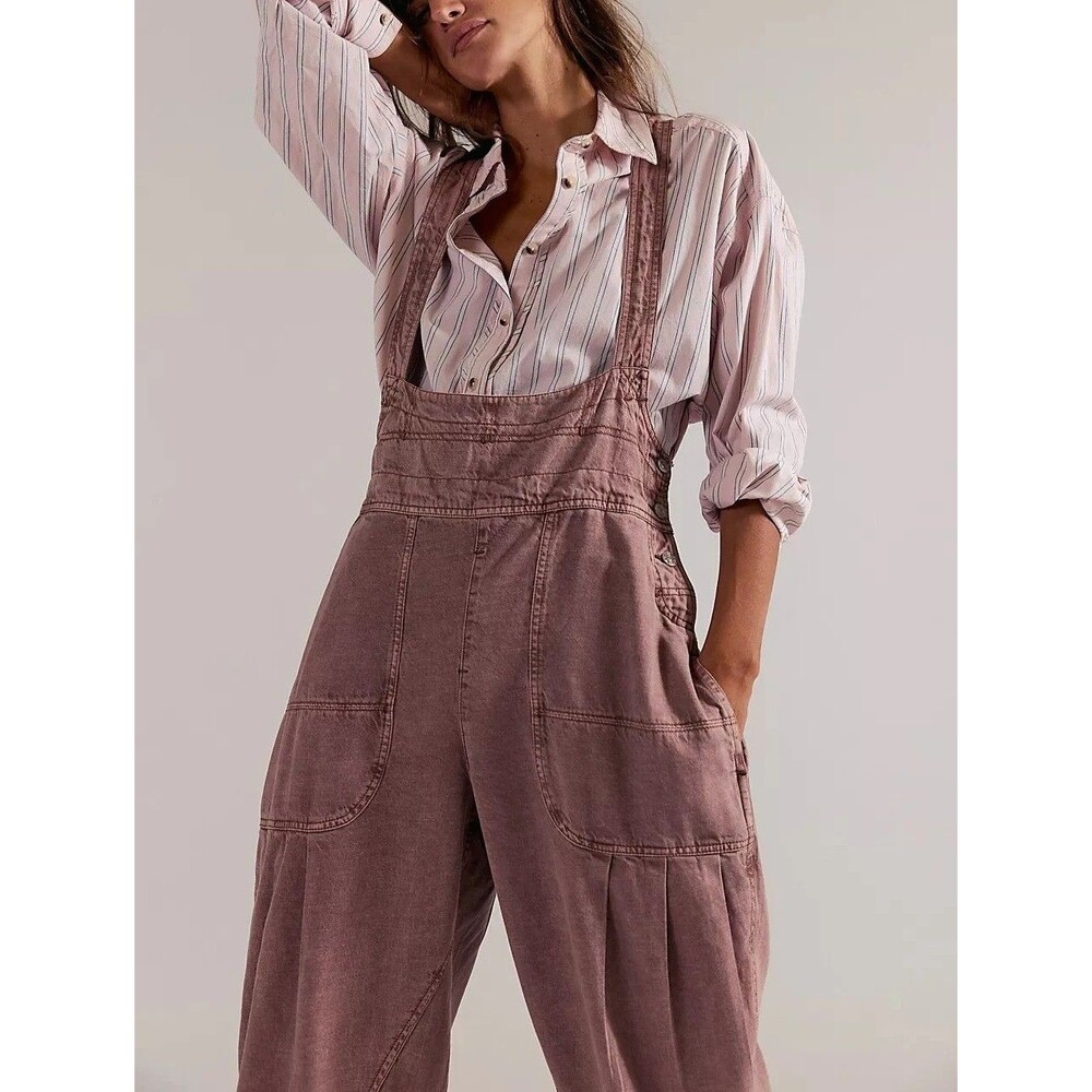Free People We The Free Felix Tapered Overalls Jumpsuit Pinafore Solid XS 287217 - Picture 4 of 8